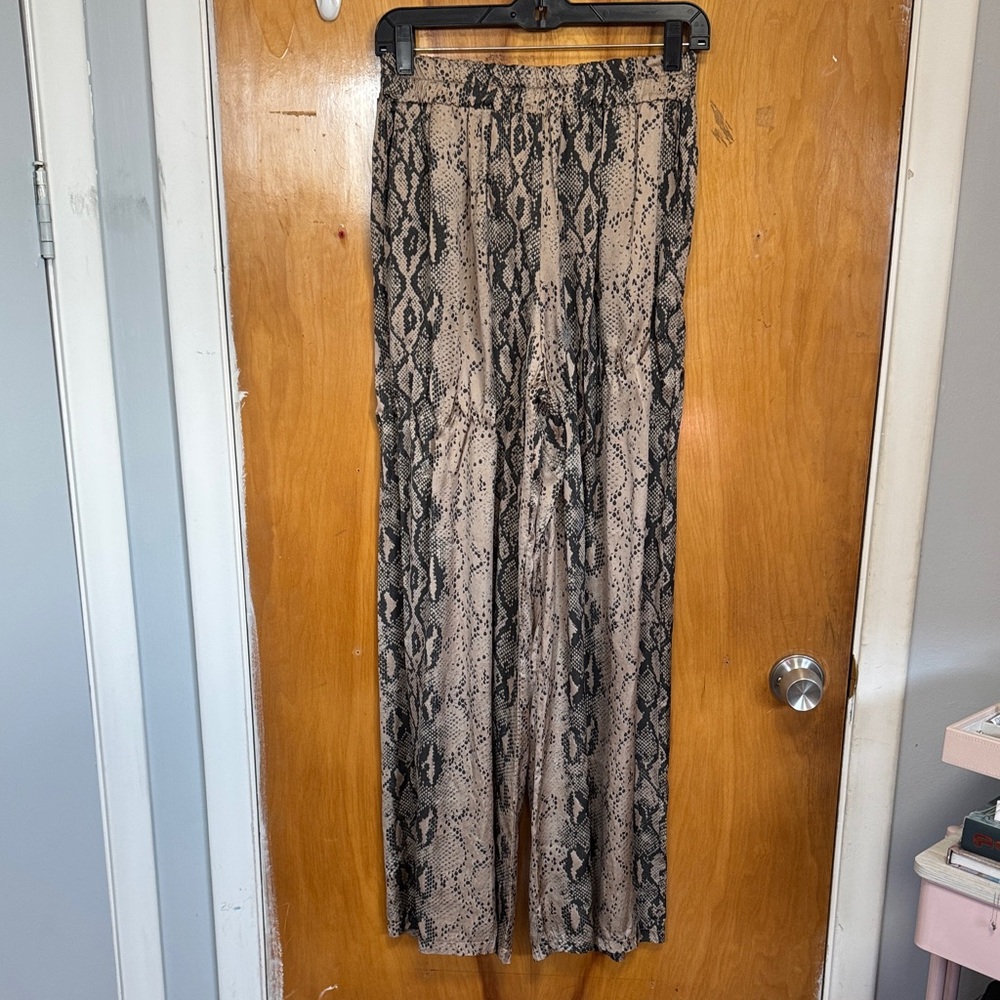 Wide Leg Snake Print Pants